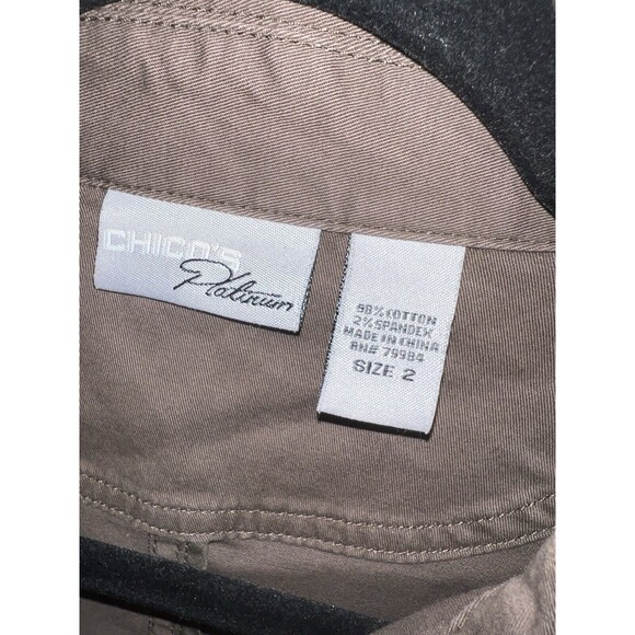 CHICOS PLATINUM Jean Jacket Womens 2 Sz L Brown Snap front Utility casual - Picture 4 of 9